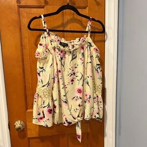BCX yellow and Pink Floral Blouse off the shoulder